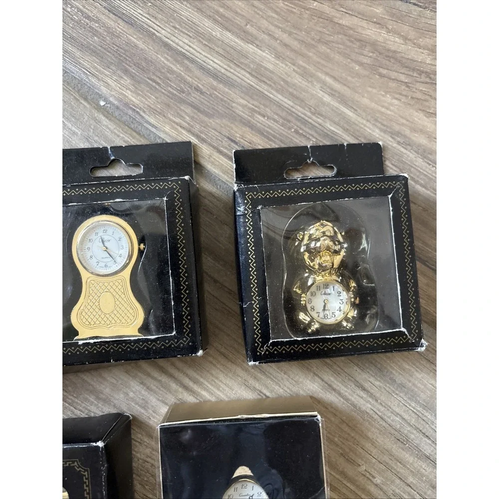 5-Miniature Clock Lot Taurus, Lion, Mantel Clock Needs Battery New In Packaging